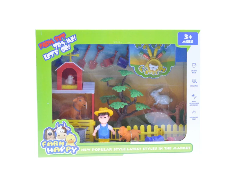 2021 New design Learning Toy Farm Animals Figures Play set & Barn House Fence,Milk Station,Included Farmers,Pig,Cow Hen & Sheep