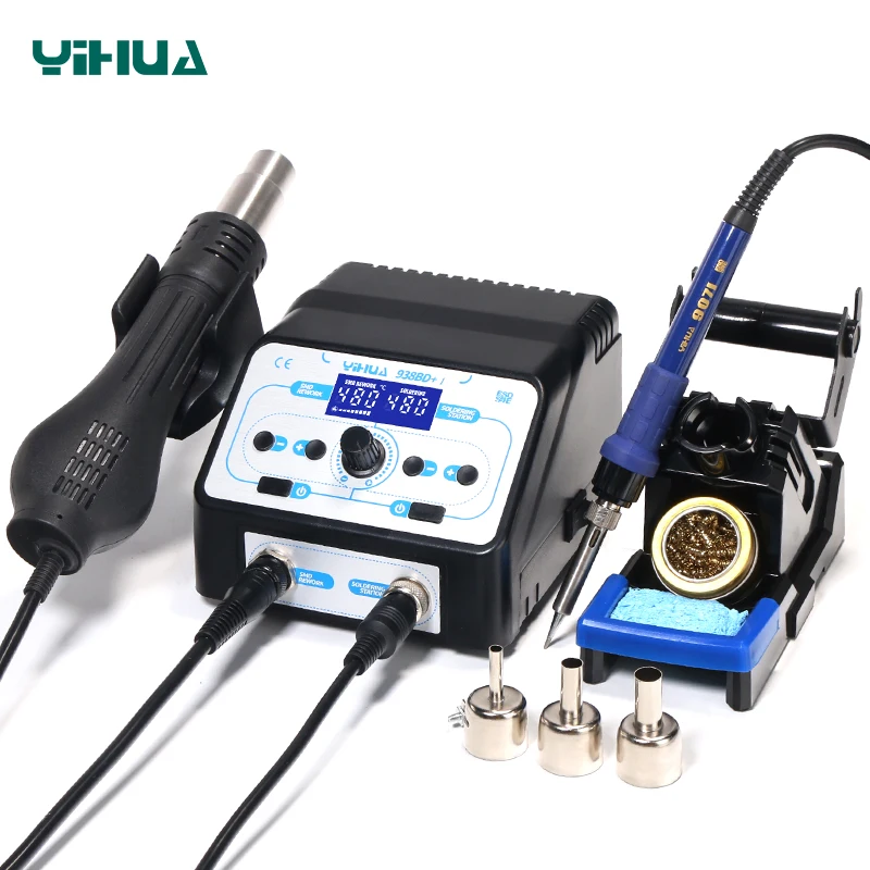 YIHUA 938BD+-I 2 in 1 Hot air Desoldering Solder Mobile Phone Laptop Soldering Iron Welding Tool Repair Rework Station