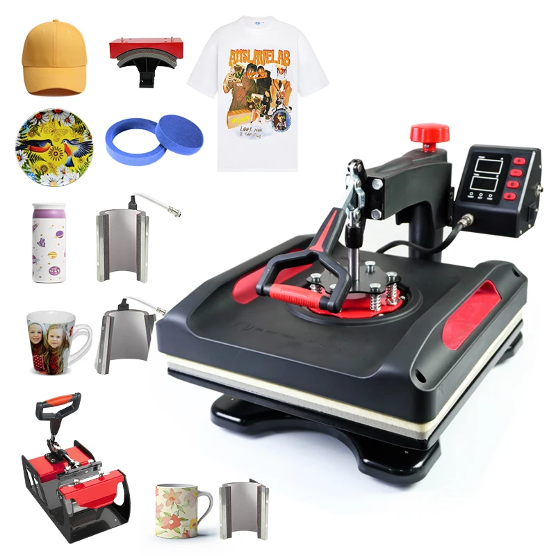 Freesub tshirt sublimation heat press machines combo 8 in 1 3838 picture printing machine on t shirt P8038-8