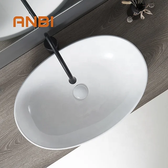 ANBI Bathroom Art Basin Nordic Simple Style Oval Washbasin Toilet Bath Hand Wash Basins For Hotel And Home
