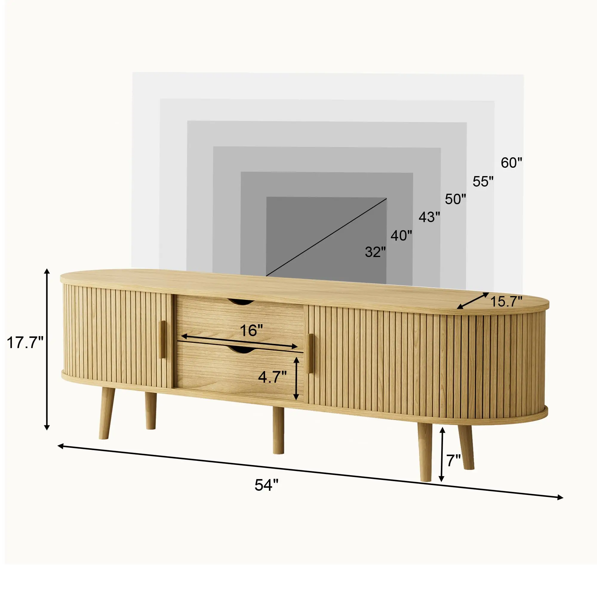 Farmhouse Curved Round Edge TV and Media Console Table 2024 New TV cabinet with sliding door