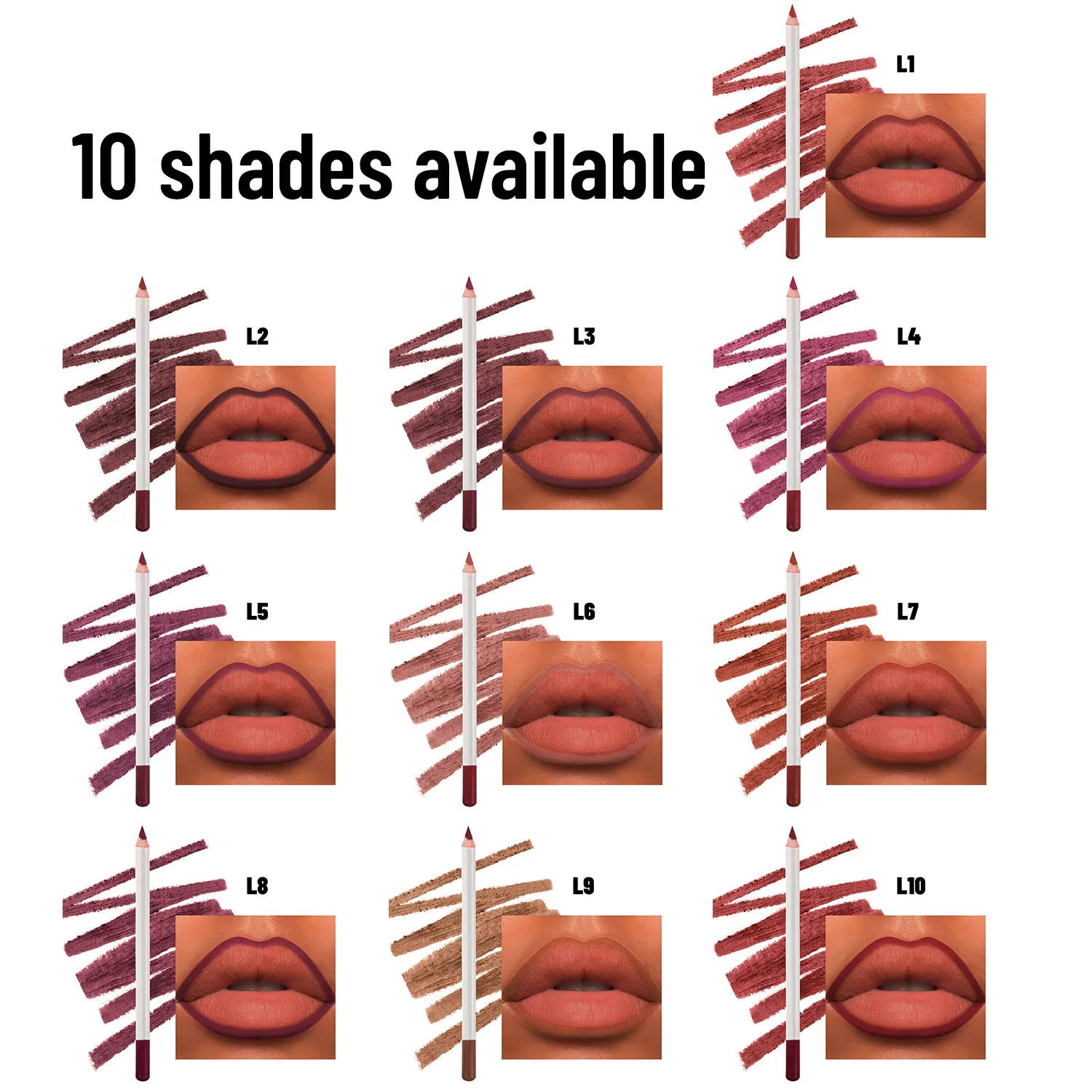 Wholesale Bulk 12 Shades White Matte Crayon Long Lasting Smooth Waterproof Creamy Lip Liner Pencil Private Label