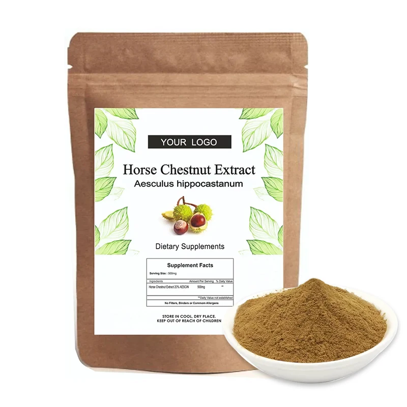 Supply Natural Aesculus Hippocastanum Extract 20% 40% Aescins Esculin UV Horse Chestnut Seed Dry Extract Escin Extract Powder