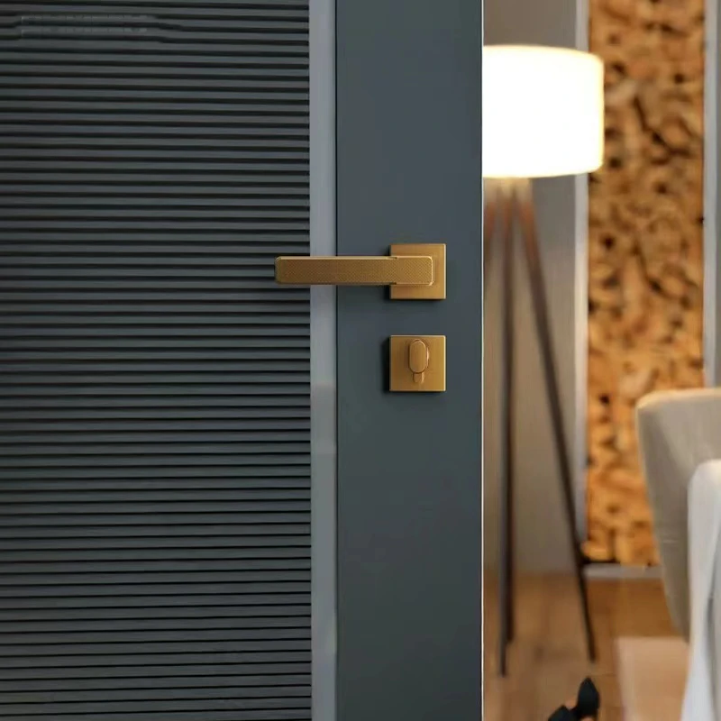 Modern Crank Zamak Door Handle Fit Hand Line Plated Black Door Lock Wooden Level handle