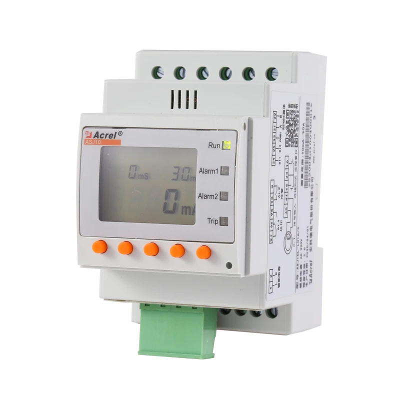 Acrel ASJ10L LD1A Type A Leakage Current Operated Relay LCD Display AC DC85 265V Residual 2 Relays With Configurable Function