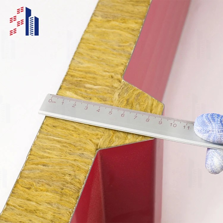 SH Traditional Roof Tile Wall And Roof Sound Insulation Cold Room Decorative Rock Wool Sandwich Panel