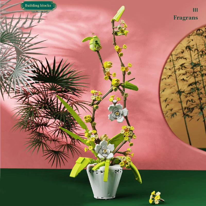 Diy Brick Decoration Flower Bouquet Building Block for Home Decor Gift Assembly Toy for Girl Flower Construction Brick Set