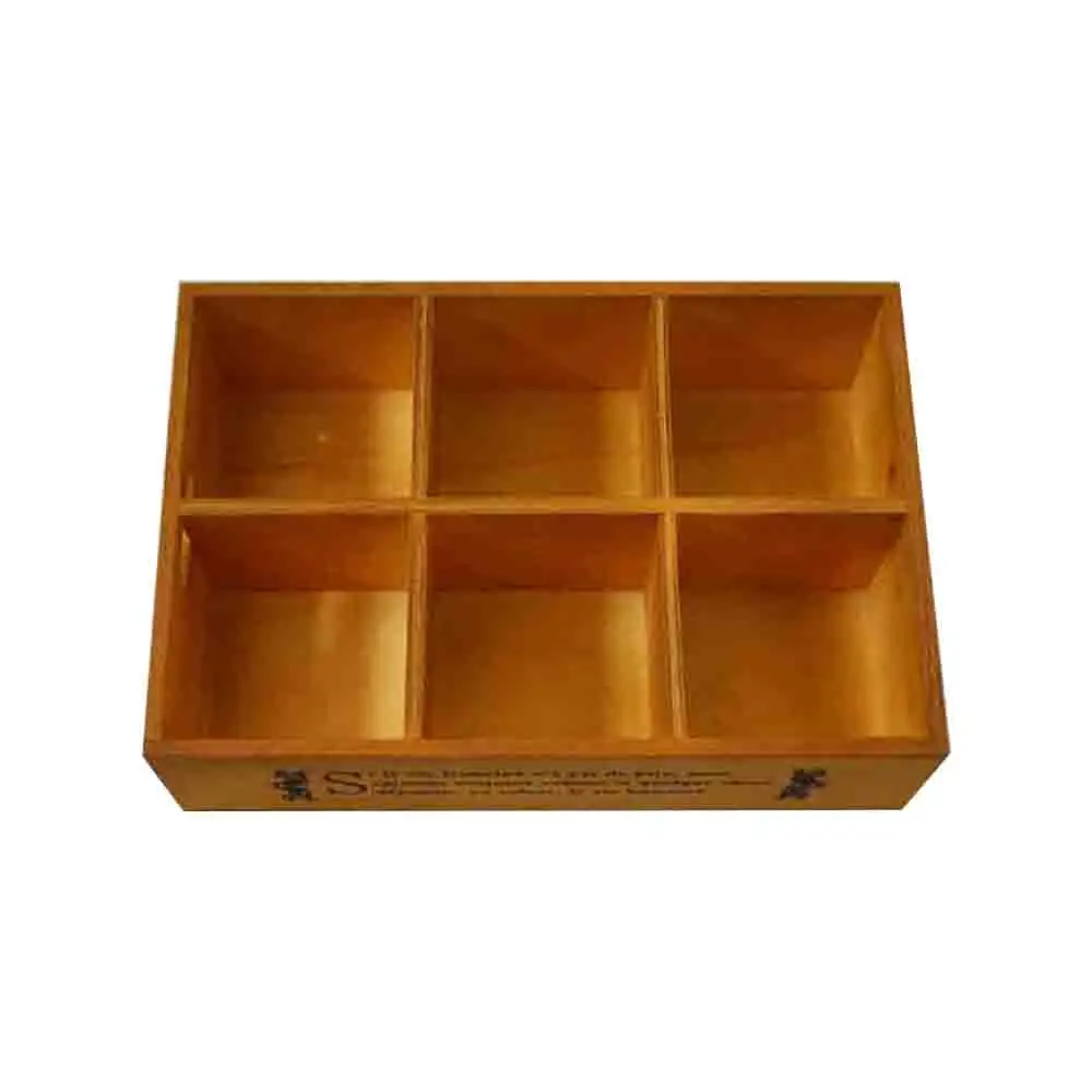 Classic Carved Wooden Nut and Candy Box with 4 Compartments Multifunctional Small Square Wedding Design No Lid