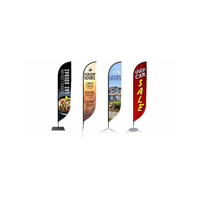 Outdoor advertising banner stands custom logo polyester pole teardrop bow flex flying beach feather flag