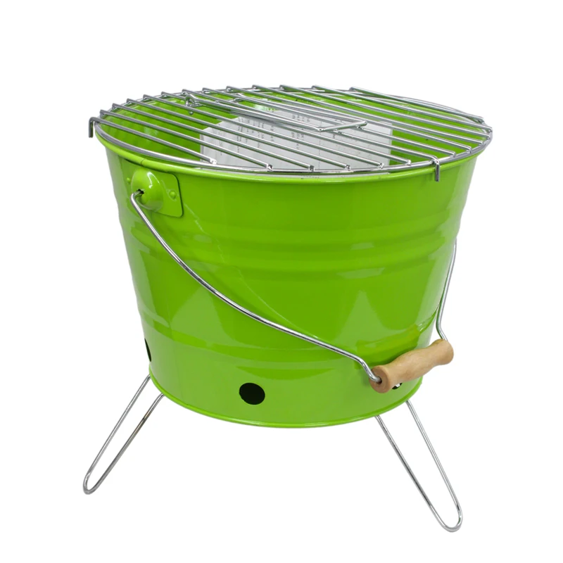  Portable Metal Outdoor Round Shape Pail Barbeque Bucket Bbq Charcoal