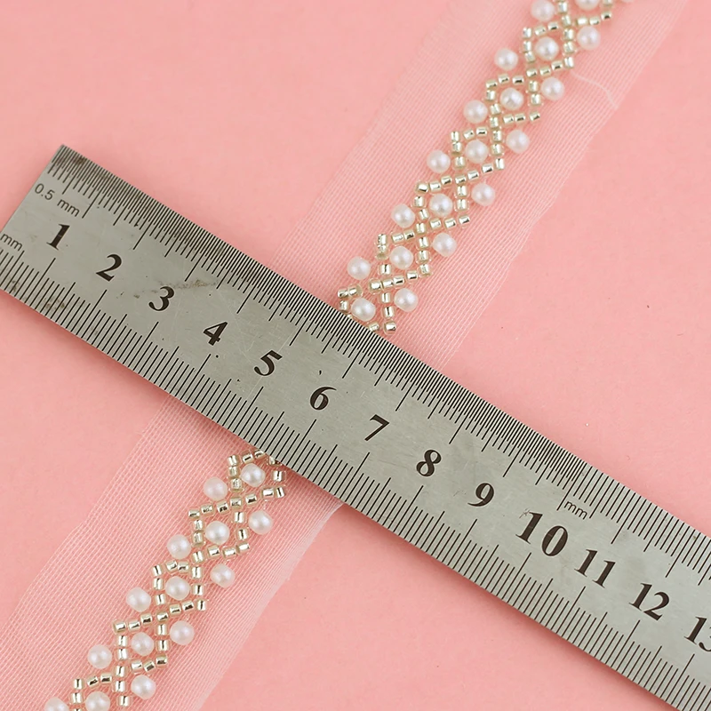 7 мм белый цвет жемчужины белая сетка кружевная отделка ручной работы Бисероплетение отделка для свадебной одежды одежда платье домашний текстиль аксессуары