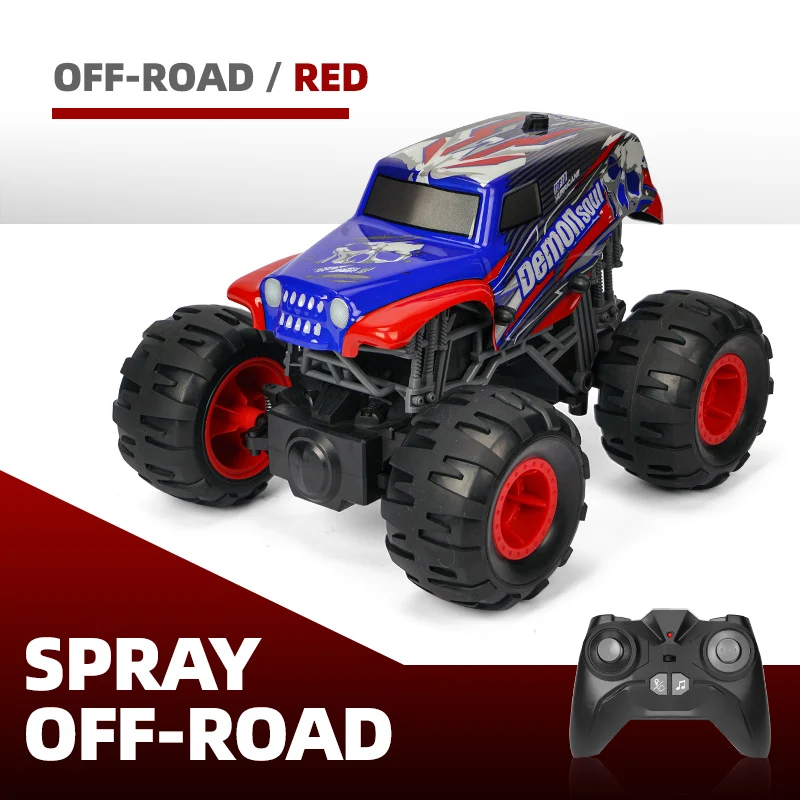 2.4G 1:16 4 Channels RC Radio Cross-country Multifunction Bigh Foot Car , Kids Monster Truck with Light & Music & Mist Spray