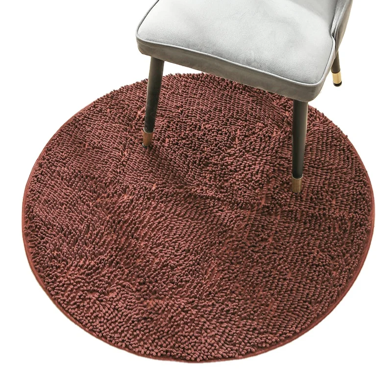 Custom Living Room Large Round Shaggy Chenille Rugs With PVC Non-slip bottom