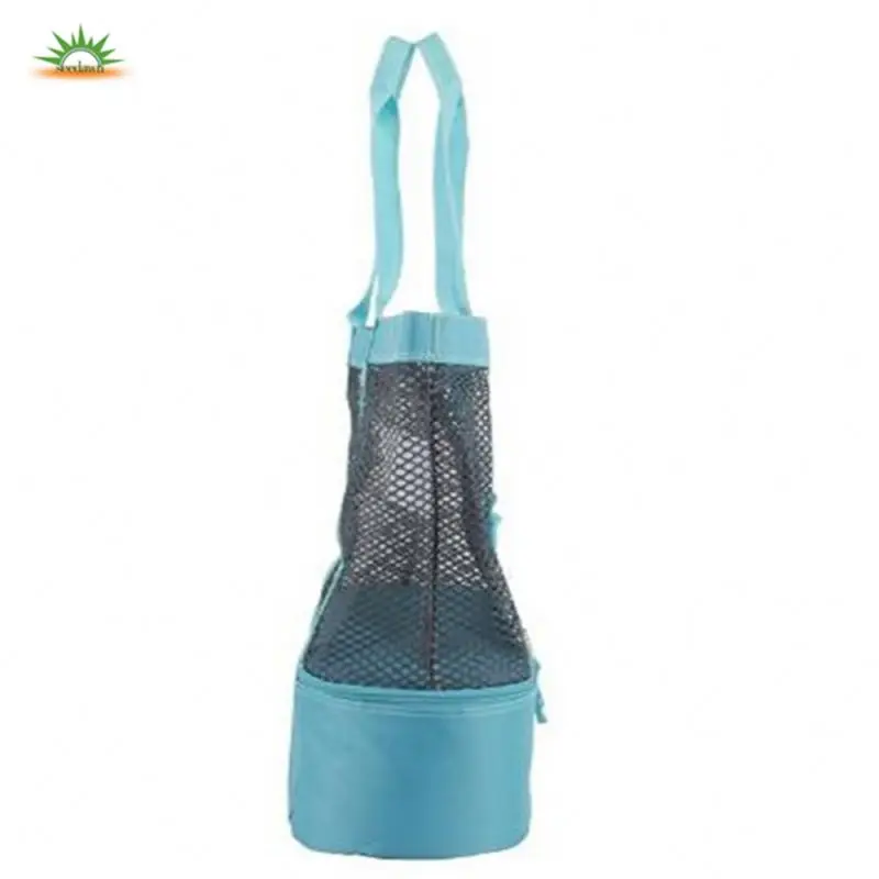 Multifunction Plastic Mesh Tote Beach Bag with Bottom Cooler Compartment