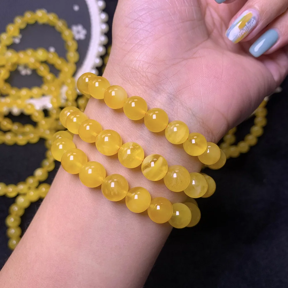 JINGCAI Jewelry Natural beeswax gold twisted Honey Amber bracelet Raw ore beeswax bracelet Crystal factory wholesale