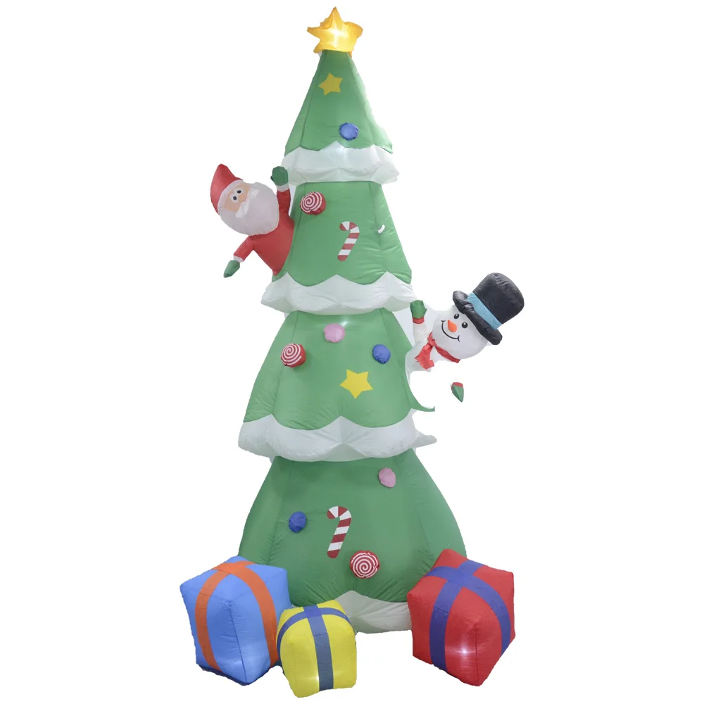Outdoor Inflatable Christmas holiday Decorations 9FT/L (2.7M) Christmas Tree Snowman Hello Sign Christmas  with giftbox