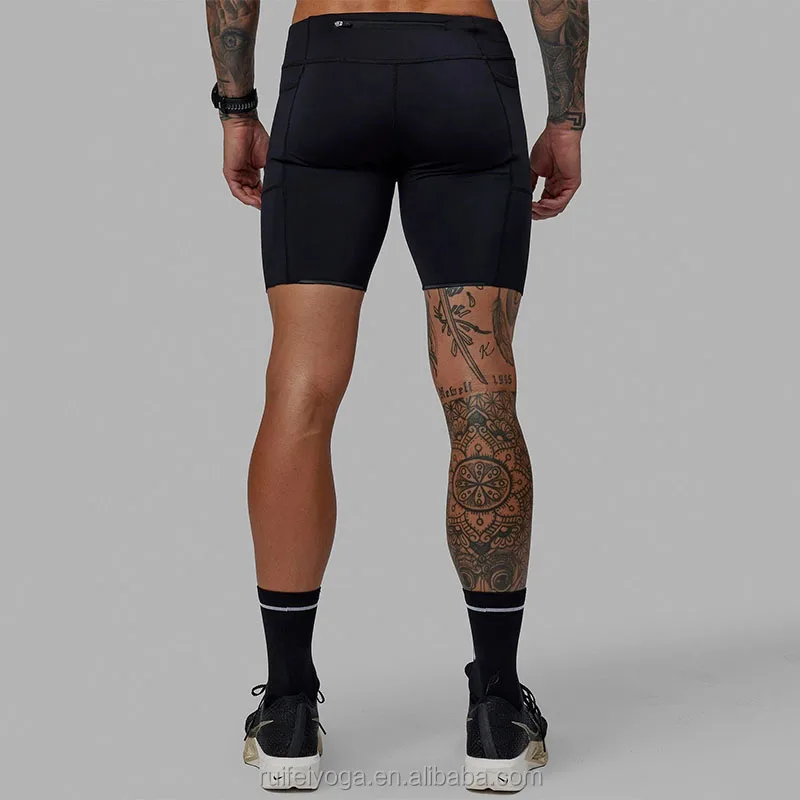 Custom Logo Stylish Fitness Wear Quick Dry Athletic Workout Running Tights Gym Shorts Legging Men Compression Shorts With Pocket