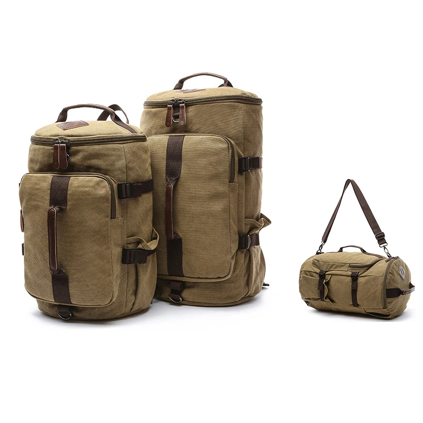 Multi-function canvas rucksack daypack bag travel hiking vintage duffel hiking backpack for men women