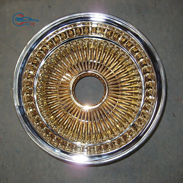 Kelun Brand 13x7 Rev 100 Straight Lace Spokes Gold Steel Chrome Wire Wheel Luxury Car Wheels Passenger Cars 2 Year 4 Pieces