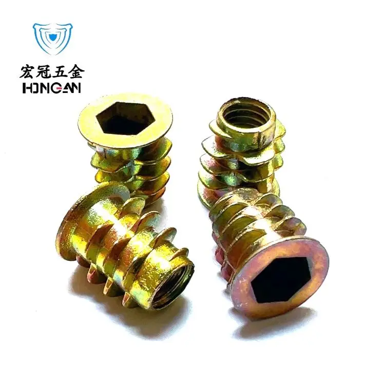 M6-M8 Countersunk Hexagonal Trapezoidal Nut for Kitchen Solid Wood Furniture Embedded Internal & External Teeth Nut