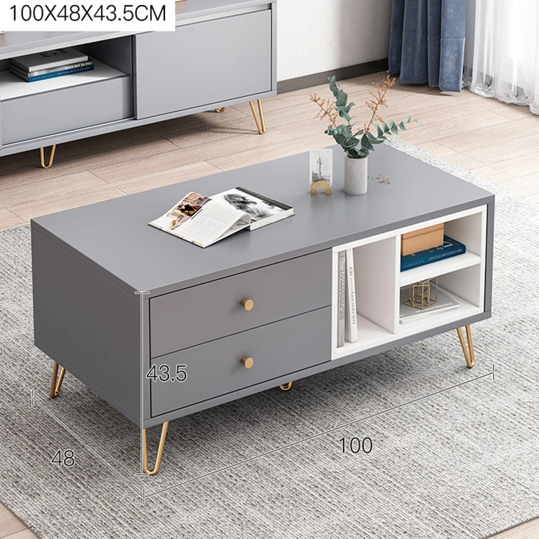 Лидер продаж, подсветка для журнального столика, роскошная Подставка для телевизора, центральный стол с металлическими ножками и выдвижными ящиками, деревянный стол для ТВ-приставки