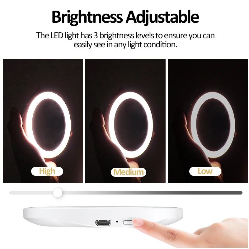 Factory Direct Rechargeable 5X Magnifying Hand  Makeup Mirror Led With Light