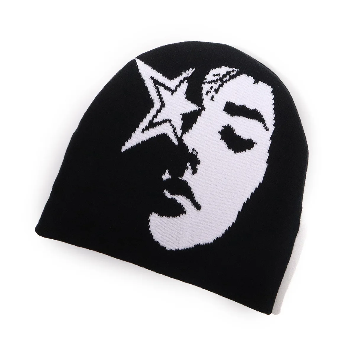 Woman Face Graphic Beanie Manufacturer Knitted Custom Logo Y2k Beanie Personalized Jacquard Hat