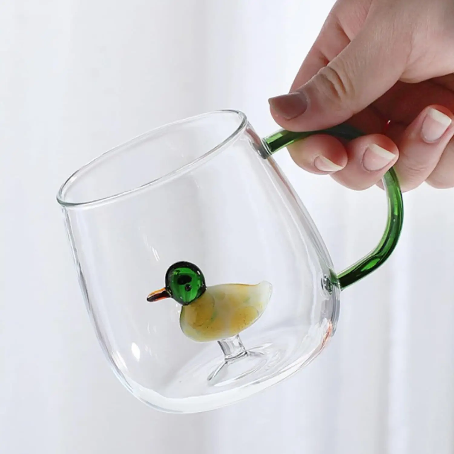 Creative Borosilicate Glass Water Cups With 3D Rose Flower Drinking Glass Mugs Cute Ice Coffee Cup Juice Drinkware With Handle