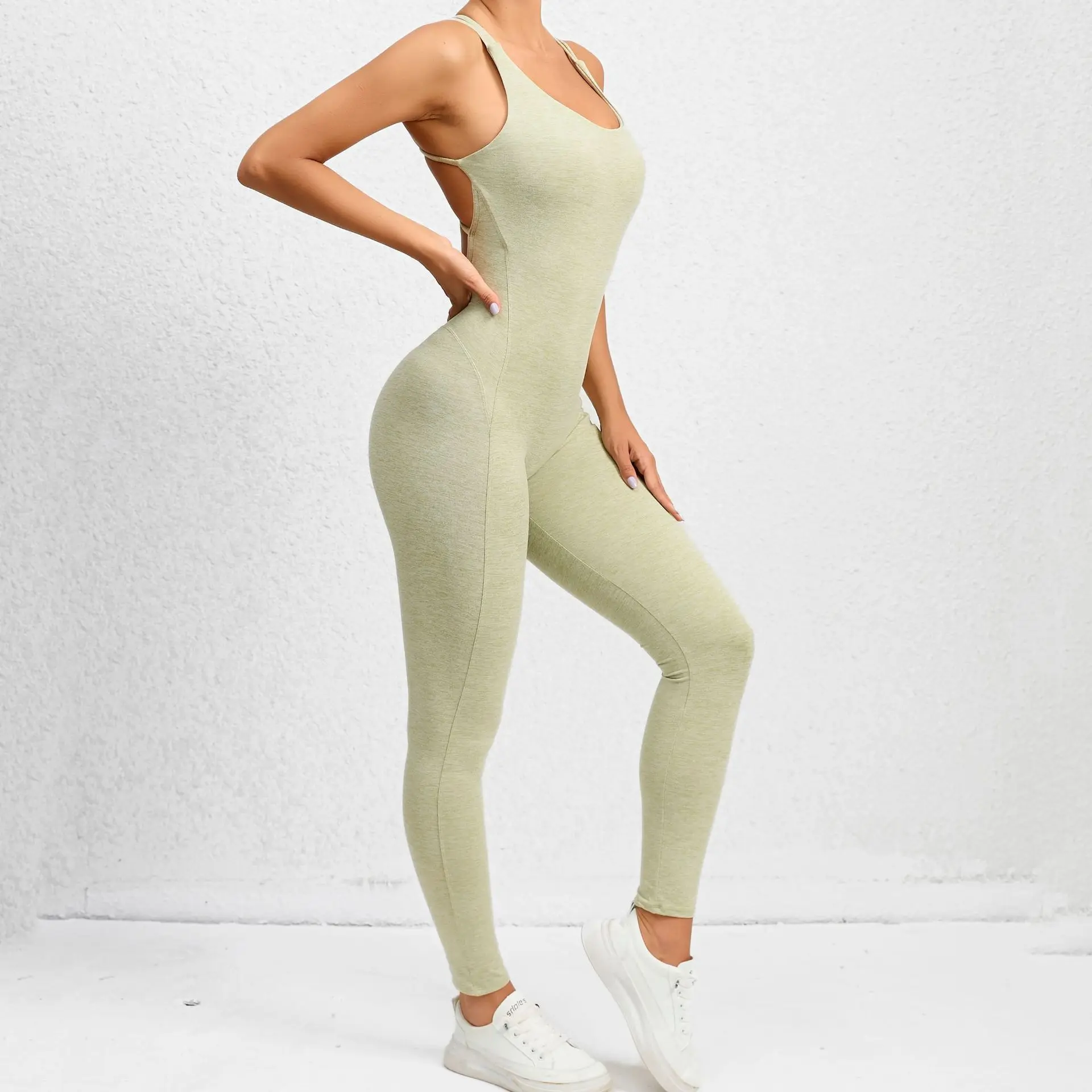 Nude Tight Quick Dry Sleeveless Yoga Wear Women Training Dance Fitness Exercise Yoga Bodysuit