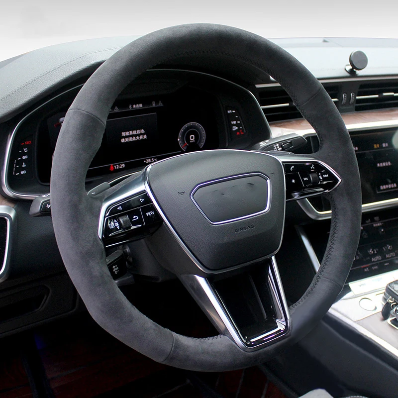 Car Auto Interior Accessories Steering Wheel Cover for Audi A6 A4 Allroad Q3 Q5 Q7 Q8 RS 5 RS Q8 S3 S4 wheel wrap in alcantara