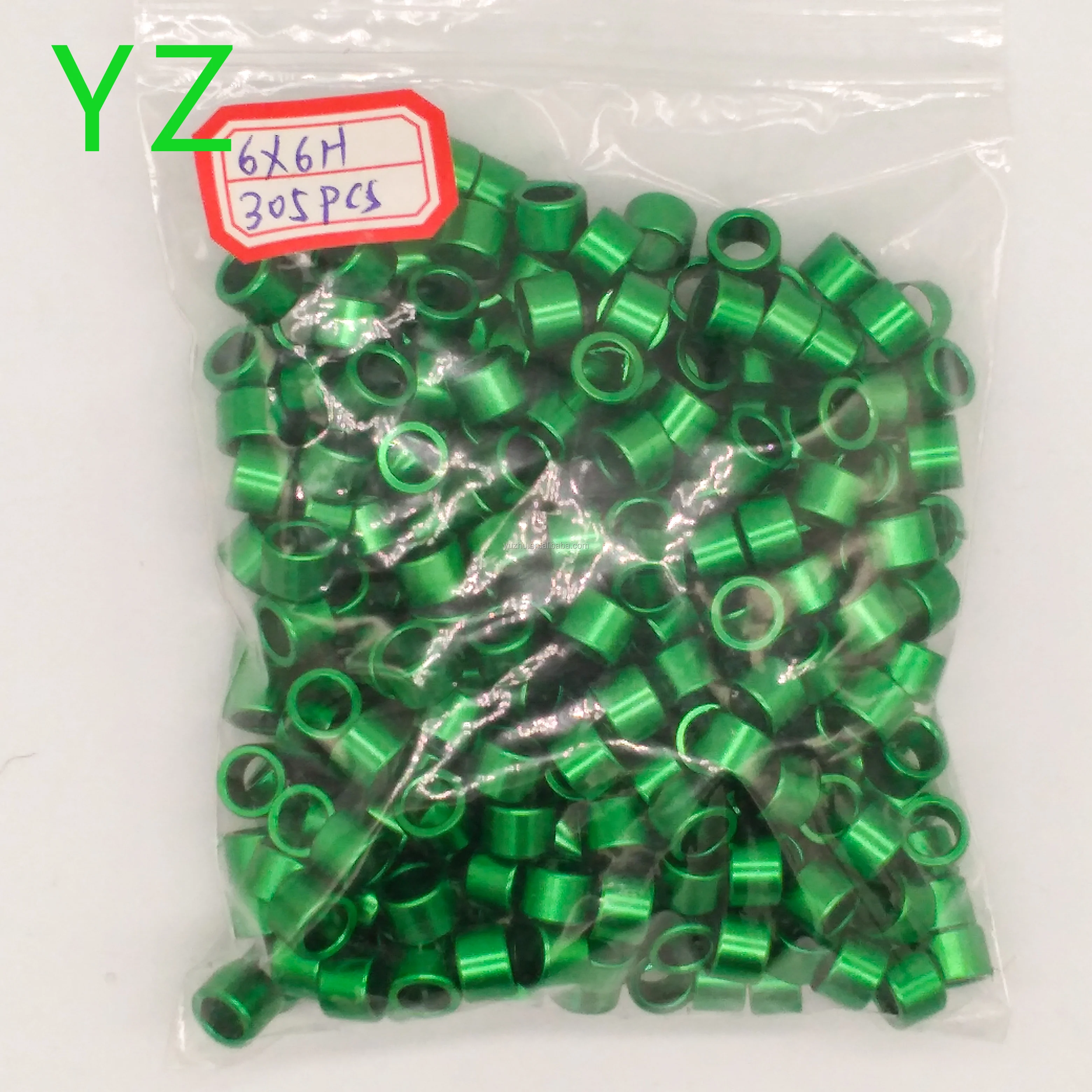 6mm GREEN  Straight aluminum pigeon ring for birds, such as pigeons / canaries belt / parrots / jade birds