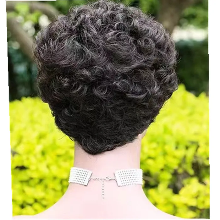 180% dentisy curly straight very short human hair double drawn wig industrial wig sewing machine virgin cuticle aligned wig