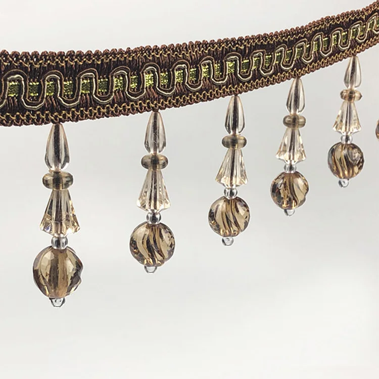 Multicolor 12.5 Yard Braid Beaded Pendant Curtain Tassel Hanging Ball Fringe Trims For Home Decoration