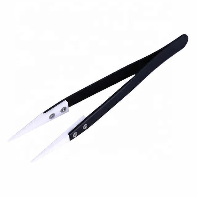Ceramic Tweezers Straight Aimed Tweezer Hand Tool High Temperature Resistance Stainless Steel Handle Repair Tool Tip Tweezers