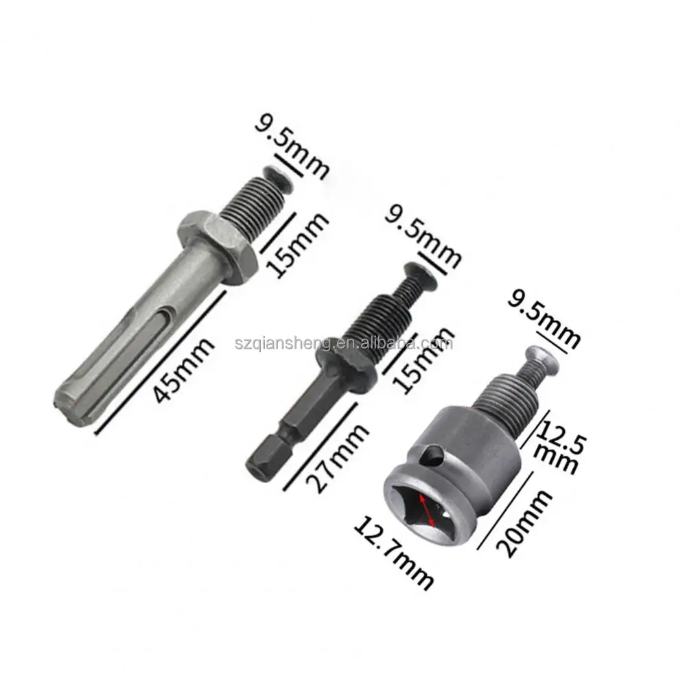 3Pcs 10/13mm Drill Chuck Adapters Threaded Quick Connection SDS-Plus Hex Socket Square Female Chuck Adapter for Electric Drill
