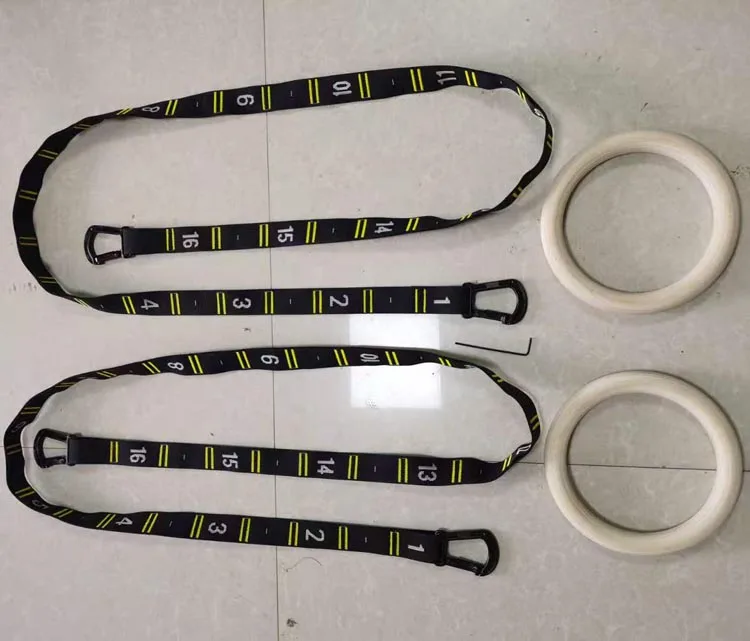 Деревянные гимнастические кольца для фитнеса с пронумерованными сверхмощными регулируемыми ремешками для перекрестных тренировок