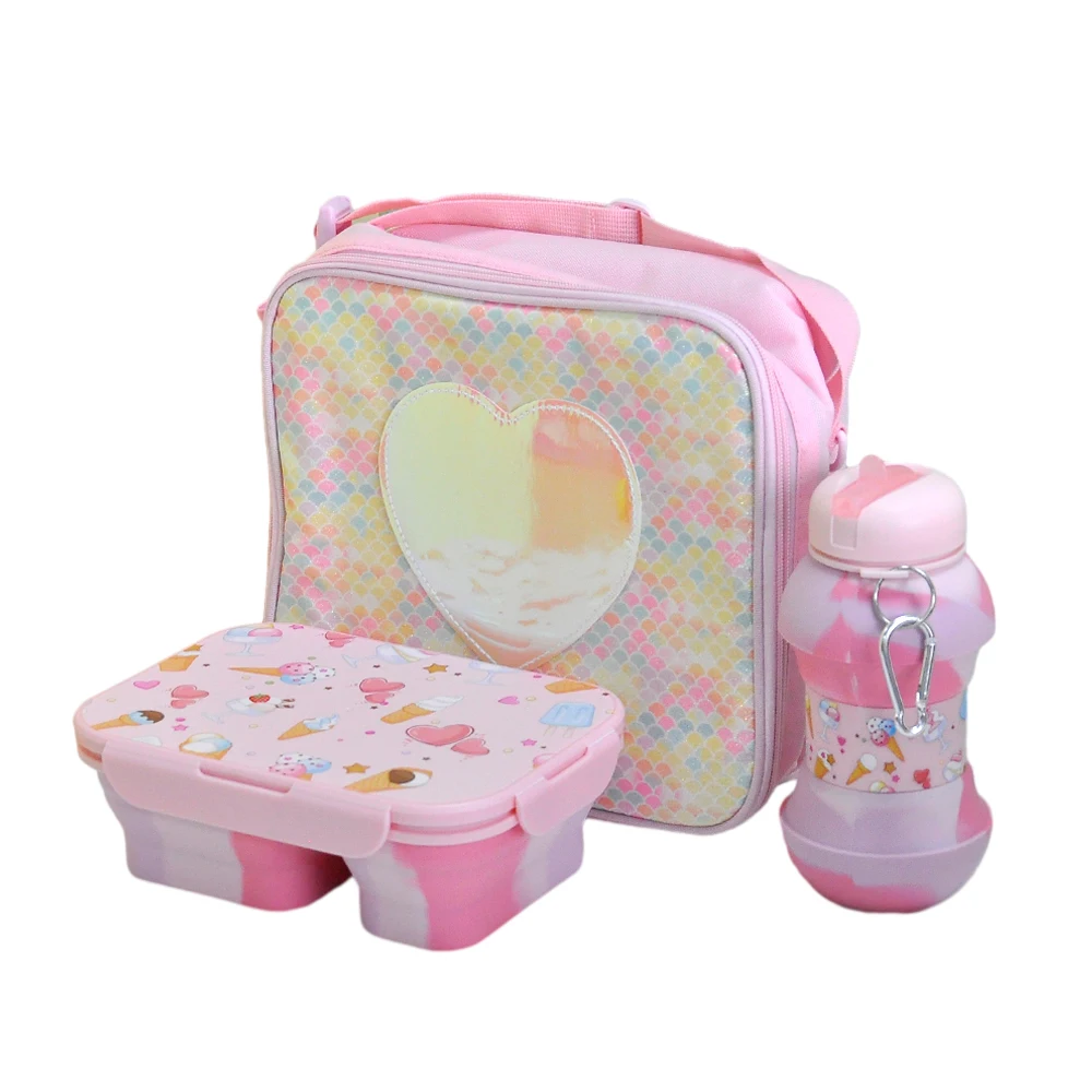 Free Sample Healthy Material Children Kids School Silicone Bento Lunch Box Set