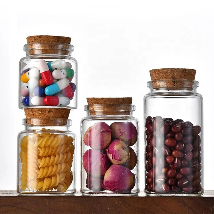 ONO 47mm High Borosilicate clear test Tube Glass Bottles Capsule Food Storage Container Wishing Bottle with Cork Stopper