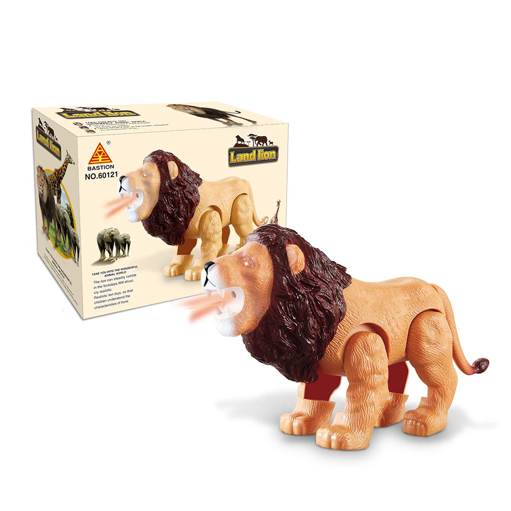 B/O walking wild animal lion electric plastic toy for kids 2024