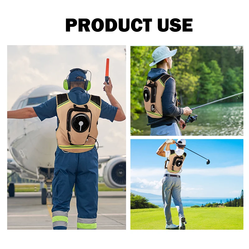 Wearable Cooling Air Conditioning Vest Rechargeable Air Conditioned Clothes 9600mAh Battery Powered Vest for Hot Weather Work