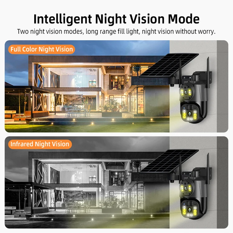 V380PRO 3MP HD wireless Dual lens Solar camera 4G Sim Card 18000mah long lasting home security camera