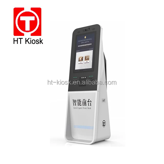 23.8 Inch Touch Screen Smart Check in and Check Out Hotel Self-service Kiosk Self Check in Kiosk Card Reader