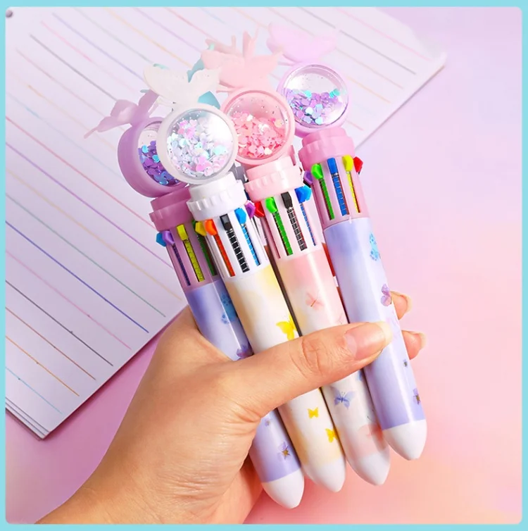 multicolor ballpoint pen 10 in 1 smooth ballpoint pen Retractable Cute Cartoon Pen for Office School Supplies Students Gift