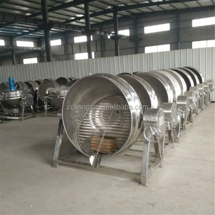 5 year guarantee gas syrup sugar garri roasting pot processing machinery cooking jacketed  kettle fryer machine with mixer price