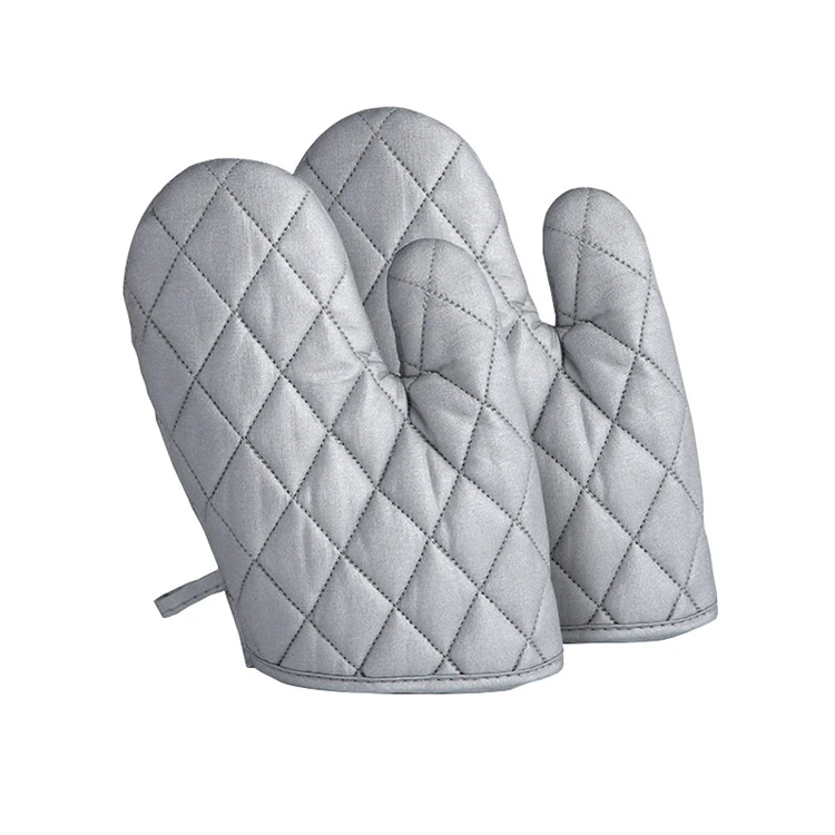 Wholesale Price  Kitchen Oven Mitts Microwave Double Thickened Large Oven Mitt Silver Silicone Glove Baking High Quality
