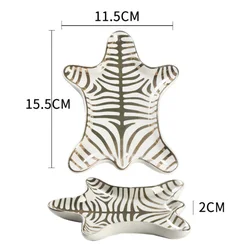 Tiger Design Decorative Ceramic Ring Tray Earring Storage Craft Trinket Display Tray Candle holder