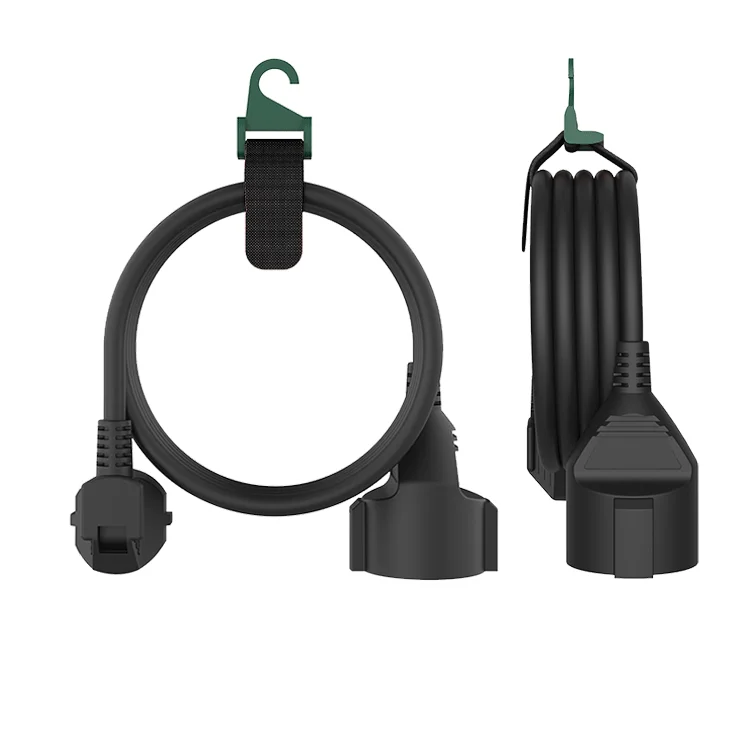 Hot Sale PVC Safety Extension Cord Black Extension Cables With New Design Cheap German French Safe Schuko Plug and Coupling