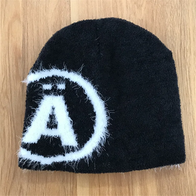 Classic Custom Your Own Logo Mohair Beanies Jacquard Knitted Hats Wholesale Warm Hat