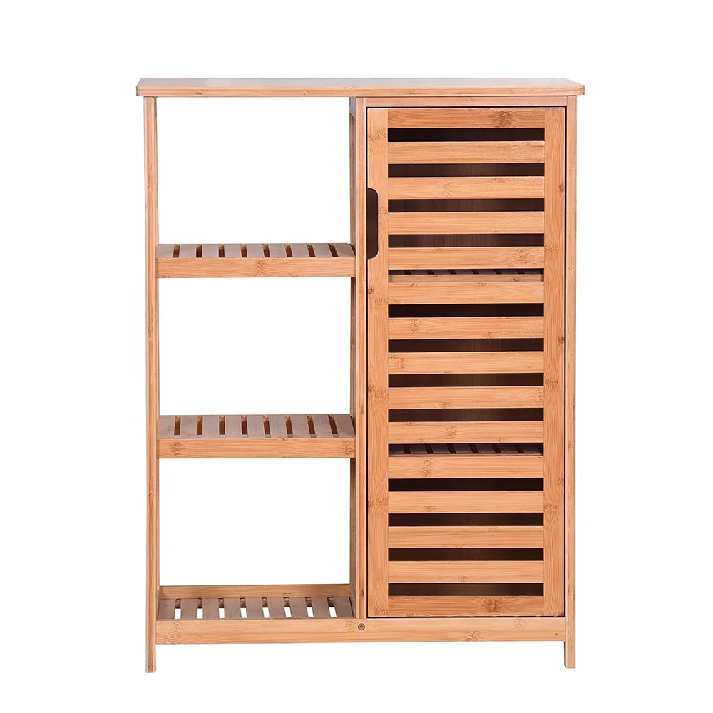 Home Decor Multipurpose Bamboo Storage Cabinet for Kitchen, Living Room Bathroom Floor Cabinet