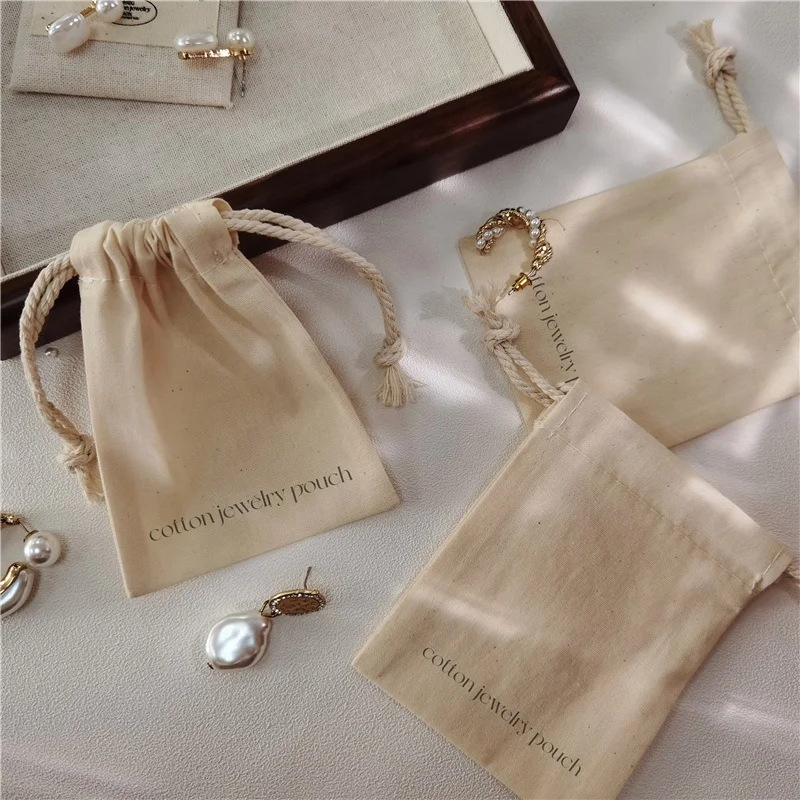 Customized Jewelry bags Eco Linen Jewelry Bag or Pouch Jewelry Packing Bag With Custom Logo Custom Earring Pouch With Logo